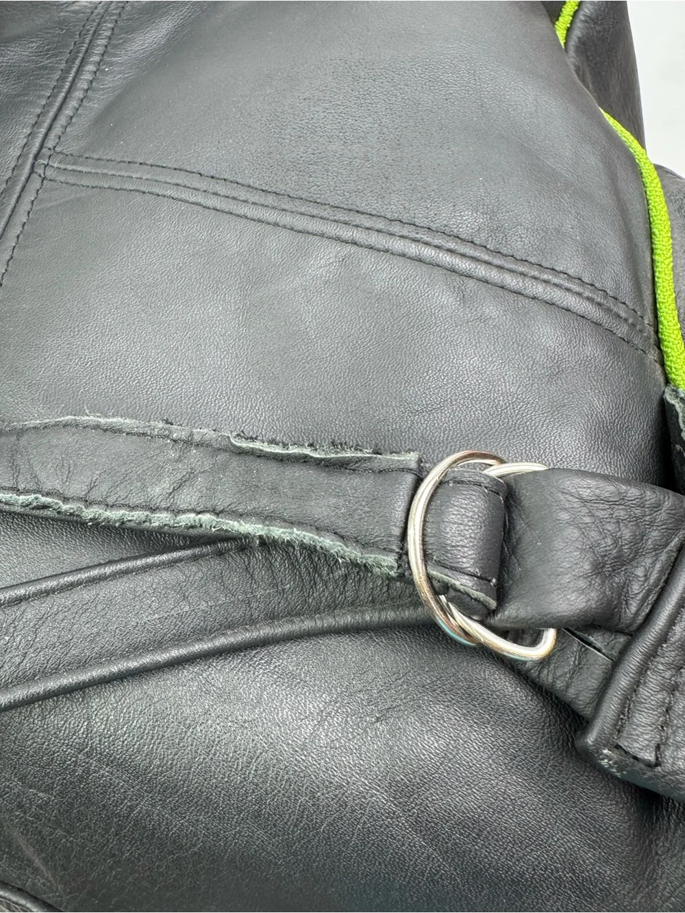 Seattle Seahawks Genuine Leather Backpack VTG Style Black Action Green NFL